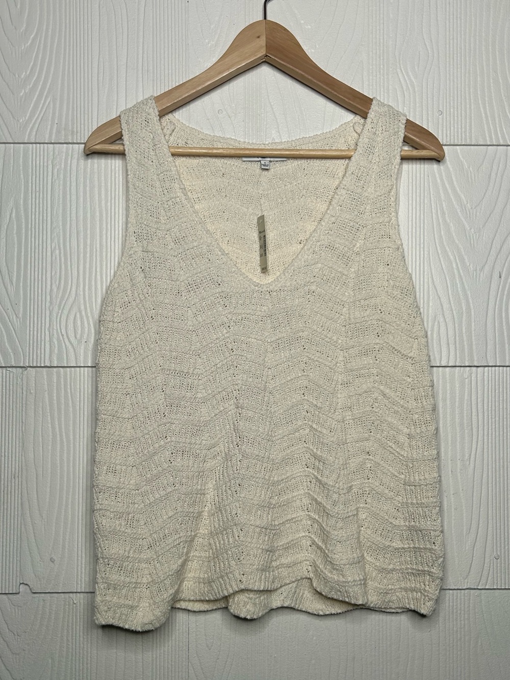 Madewell Cream Textured V-Neck Knit Tank